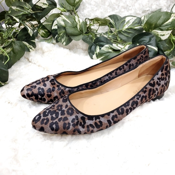 Talbots Calf Hair Ballet Flats Loafers Leopard Leather - Picture 2 of 9